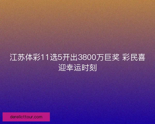 江苏体彩11选5开出3800万巨奖 彩民喜迎幸运时刻